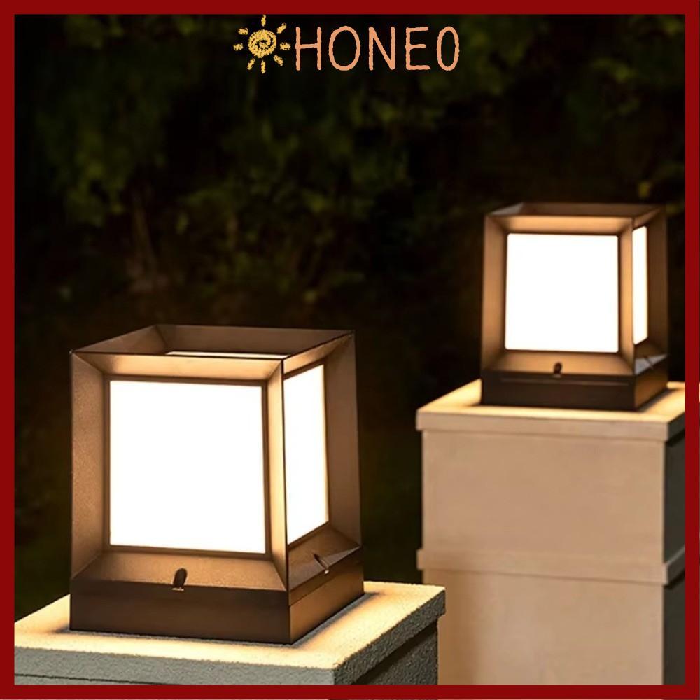 HONE ไฟ Led โพสต์กลางแจ้ง, ไฟคอลัมน์ Pier, โคมไฟคอลัมน์โมเดิร์น E27 IP54 กันน้ํารั้วหมวกรั้วไฟ