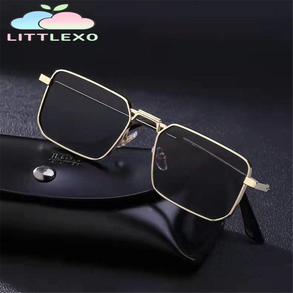 LITTLEX Punk Sun แว่นตา, Candy Color Travel สี่เหลี่ยมผืนผ้าแว่นตากันแดด,อินเทรนด์กรอบโลหะ UV400 Protection Shades สําหรับผู้หญิงและผู้ชาย