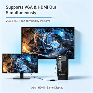 VGA เป็น HDMI อะแดปเตอร์แยก และ VGA พร้อมเสียง 3.5 มม. รองรับจอแสดงผลคู่