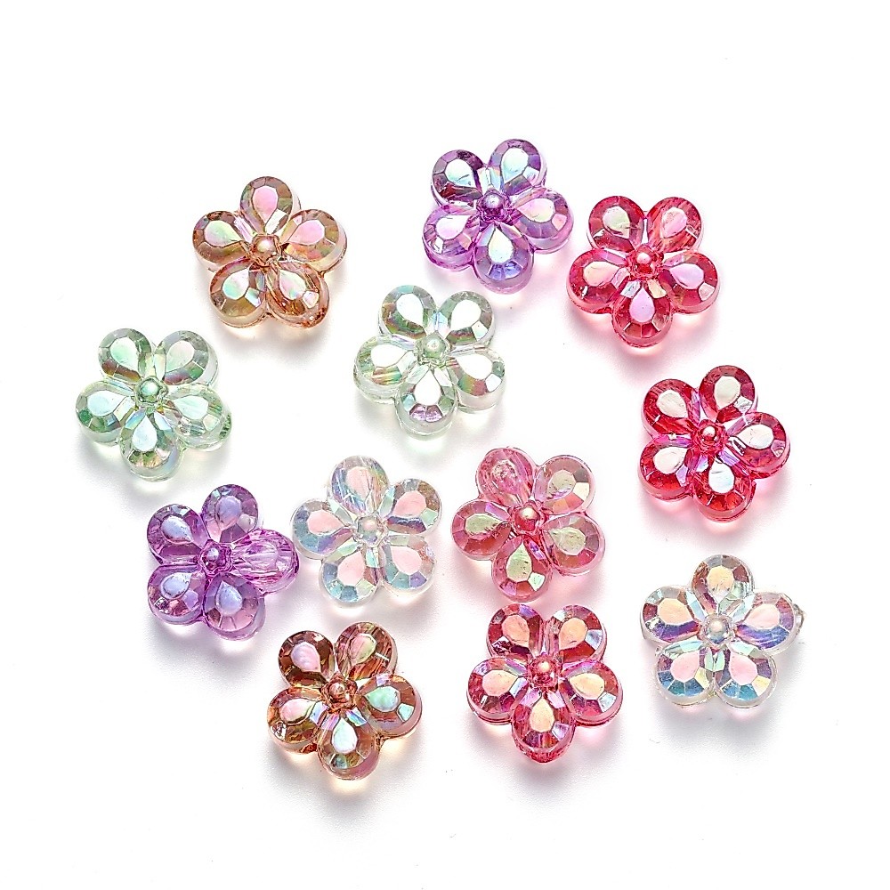 St. kunkka 10 ชิ้นลูกปัดดอกไม้อะคริลิค UV Color-Plated ลูกปัดแบบหลวมสําหรับ DIY เครื่องประดับอุปกรณ์เสริม