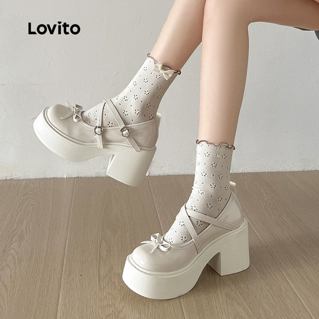 Lovito สง่างาม รองเท้าส้นสูงผู้หญิง สไตล์ลําลอง รุ่น LFA106010