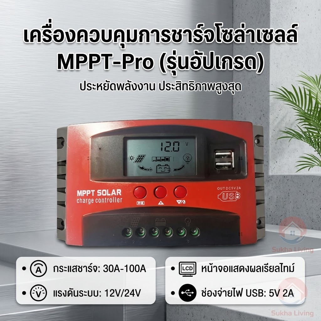 ของแท้ 100%️MPPT Solar Charger Controlle ชาจเจอร์โซล่า 30A/60A/100A ชาร์จเจอร์ 12v24v