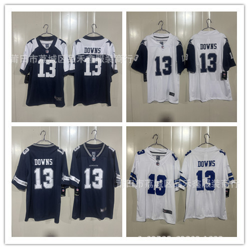 จัดส่งในวันเดียวกัน Dallas Denim Dallas Cowboys Rugby Jersey No. เสื้อกีฬาเสื้อ 13 DOWNS