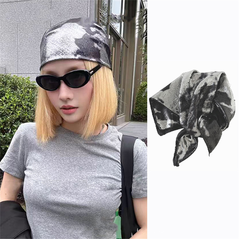 ผ้าโพกหัวแบบเรโทรสีเงินเหลวสำหรับเต้นรำHip-HopและStreet Dance