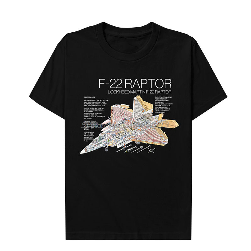 เสื้อ F-22 Raptor สีดำ ทำจากฝ้าย 100%