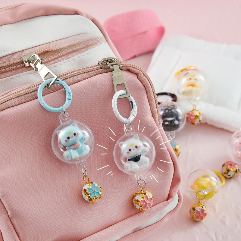 น่ารัก3ง กระดิ่งลูกแมวพวงกุญแจมินิการ์ตูนสัตว์จี้พวงกุญแจสําหรับสาวกระเป๋าโรงเรียนกระเป๋าอุปกรณ์เสริมเพื่อนที่ดีที่สุดของข