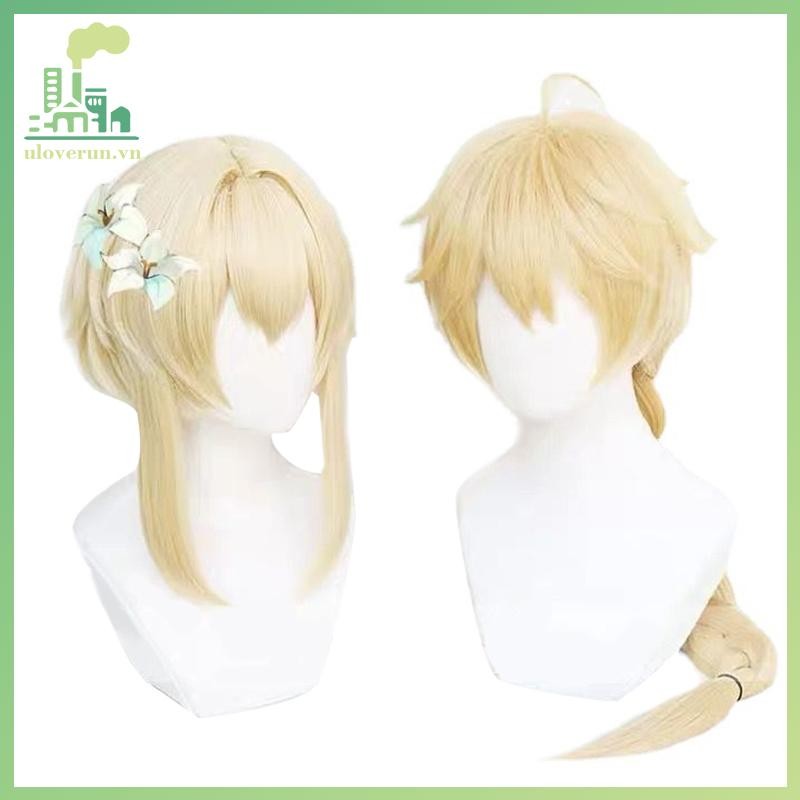 Loverun Wig Cosplay Lumine Aether จากอะนิเมะ Genshin Impact - ผมสีบลอนด์ทนความร้อนสําหรับผู้ใหญ่