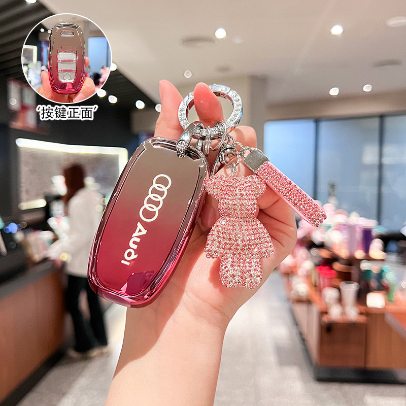 เหมาะสําหรับ 12-18 Audi a6l ฝาครอบกุญแจ a3 รถ a7l เปลือก q7 High-End a3l ใหม่ a8 q4etron หัวเข็มขัดร