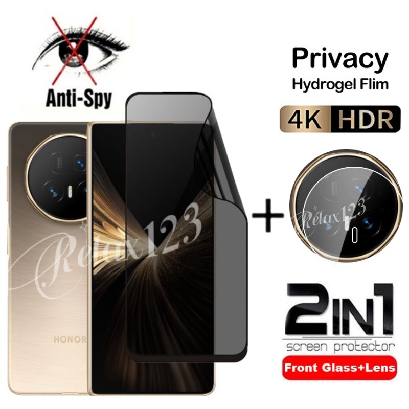 ฟิล์มไฮโดรเจลกันแอบมอง 2in1 สําหรับ Honor Magic V6/V5 5G 2025 และกล้อง ป้องกันหน้าจอ Anti-Spys/Anti-Peeping