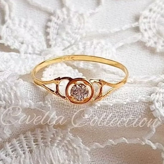 MATA 1/2 Gram Silver Light Gold Eye Round Ring