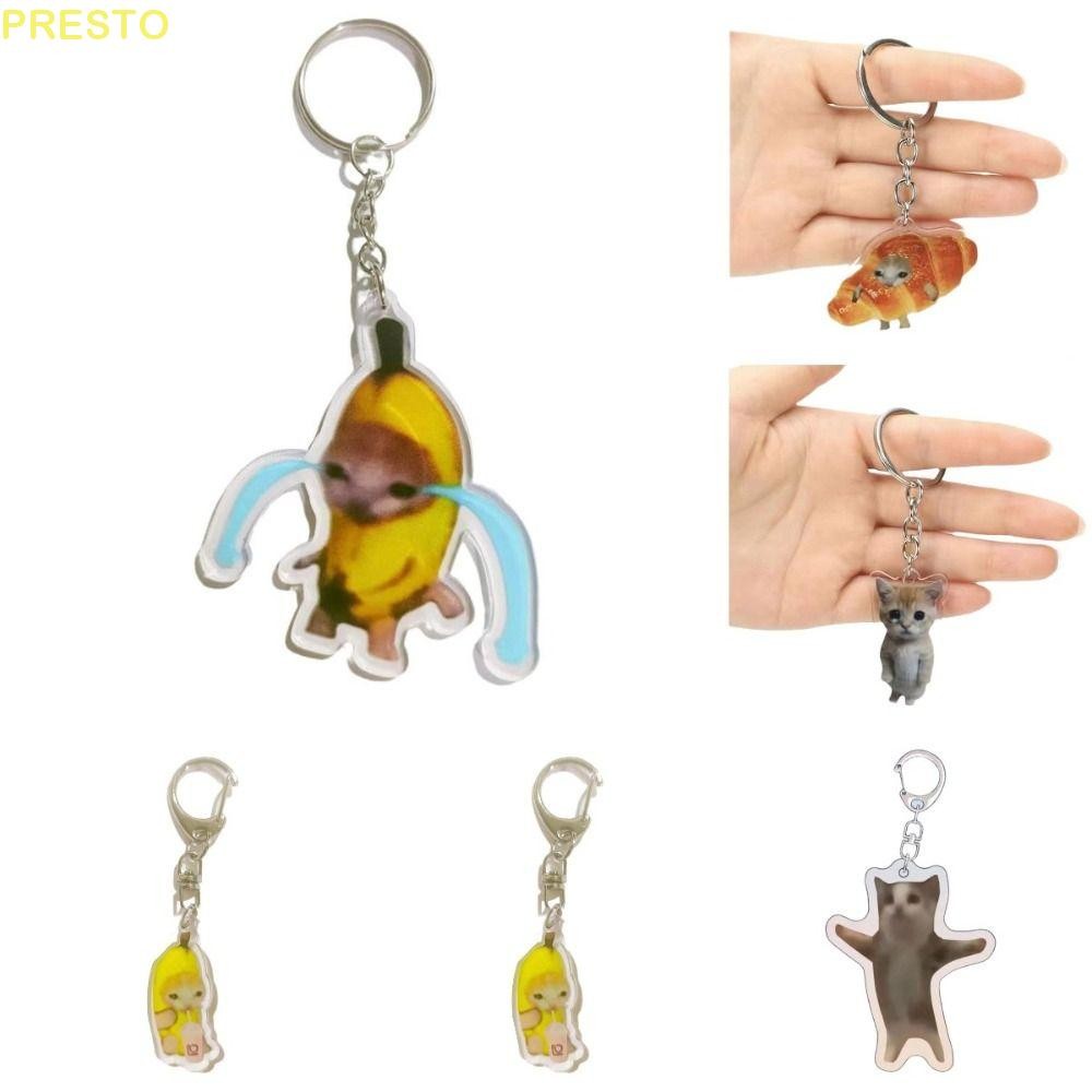 PRESTO Happy Banana Cat พวงกุญแจ, Banana Cat กระเป๋าเป้สะพายหลัง Charm Banana Cat ห่วงโซ่โทรศัพท์มือ