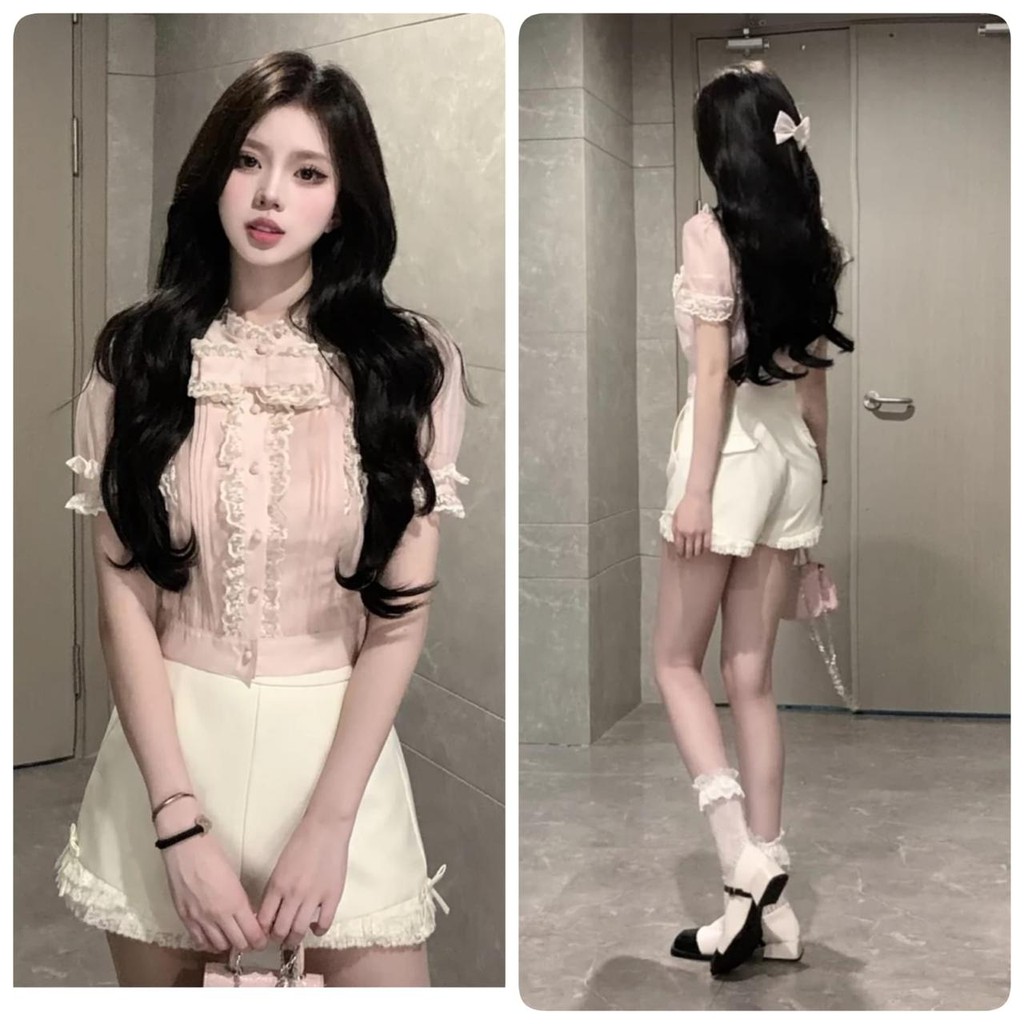 TM - 2351 Gudiava Silk Lace Lolita Style Womens Blouse Top