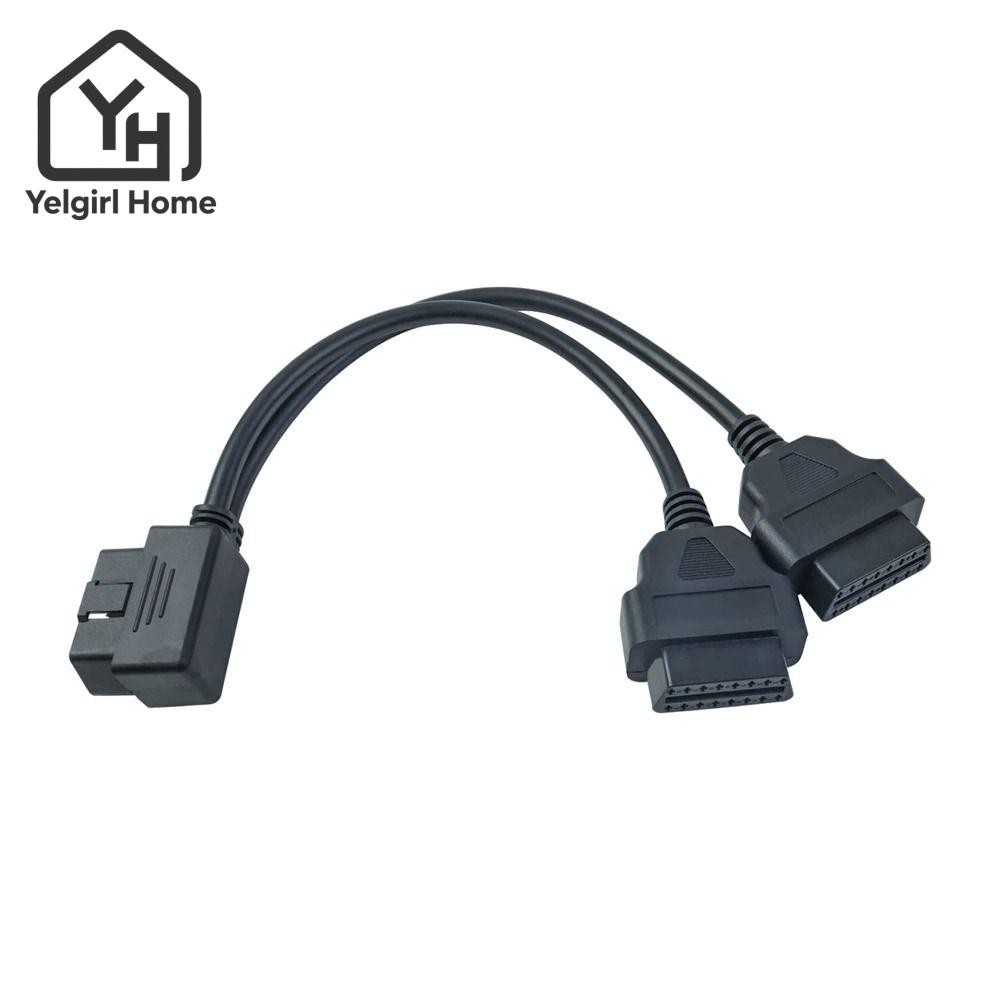 YELGIRLB Obd2 Splitter, 1 ชาย 2 หญิง 16 Pins Y สาย, สายต่อ Obd สีดํา 30 ซม./ 12 ความยาว Obd2 สายสําหรับรถยนต์ส่วนใหญ่