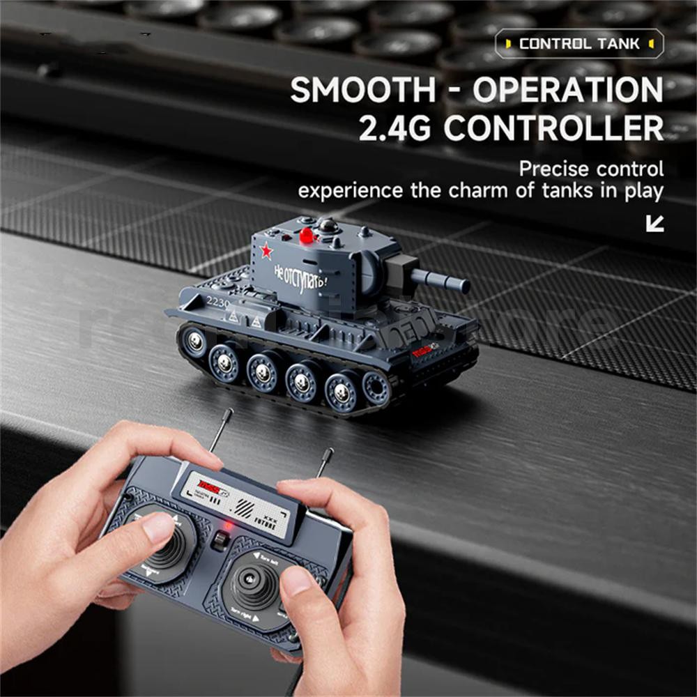 WANNENG BRRRRT 1/64 2.4G Mini RC ถังเดสก์ท็อปจําลอง Battle Tracked Proportional รีโมทคอนโทรล Shooting0 การต่อสู้อินฟราเรด 360° ป้อมปืน ไมโครทอย ราคา ถูกที่สุด ดีลบีเคเค แกลเลอรีภาพที่ 4
