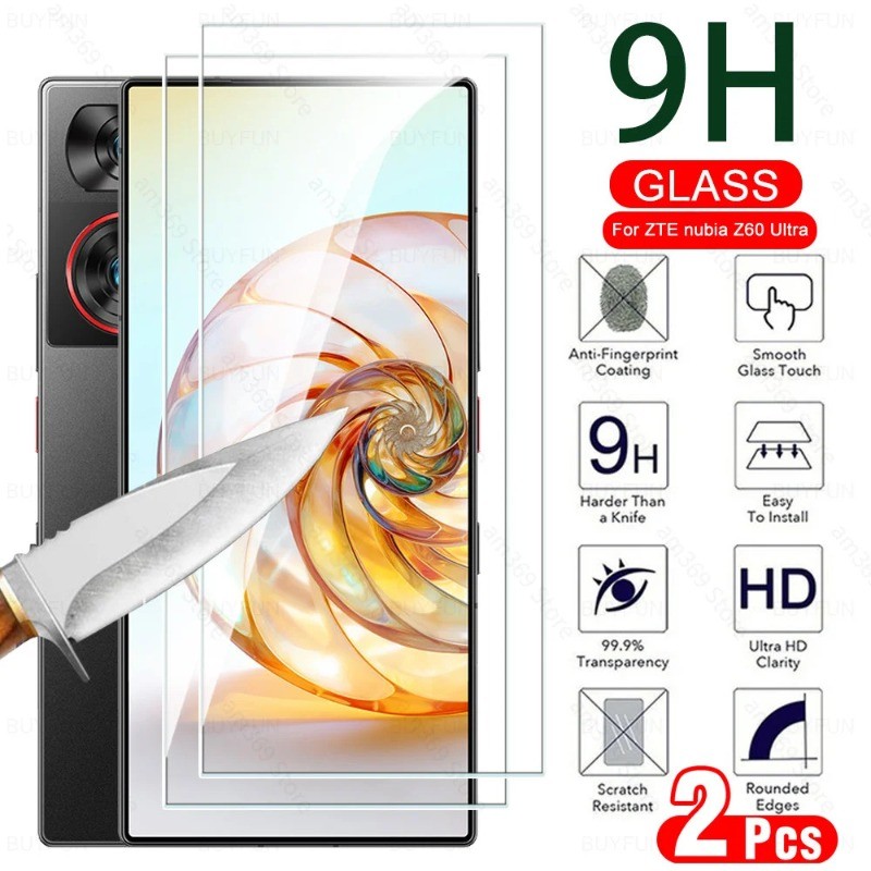 2PCS Ultra HD ฟิล์มกระจกนิรภัยสําหรับ ZTE nubia Z70S Z70 Z60S Z60 Pro Ultra Leading สีดําขอบฟิล์มแก้