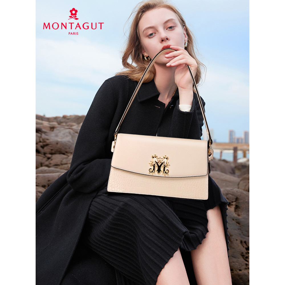 Montagut กระเป๋า High-End รักแร้ Order กระเป๋าสะพาย Niche Design ของแท้หนังหญิงกระเป๋า Cross-Body กร