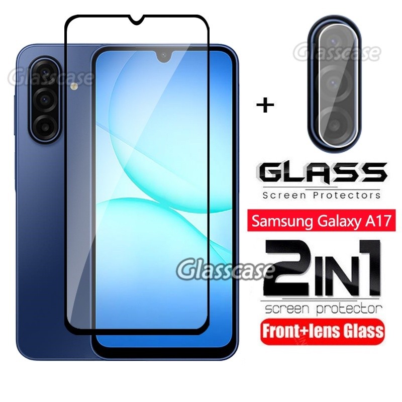 2 in 1 ป้องกันหน้าจอฟิล์มกระจกนิรภัยสําหรับ Samsung Galaxy A07 A17 A27 A37 A57 07 A 17 27 17 A 37 17
