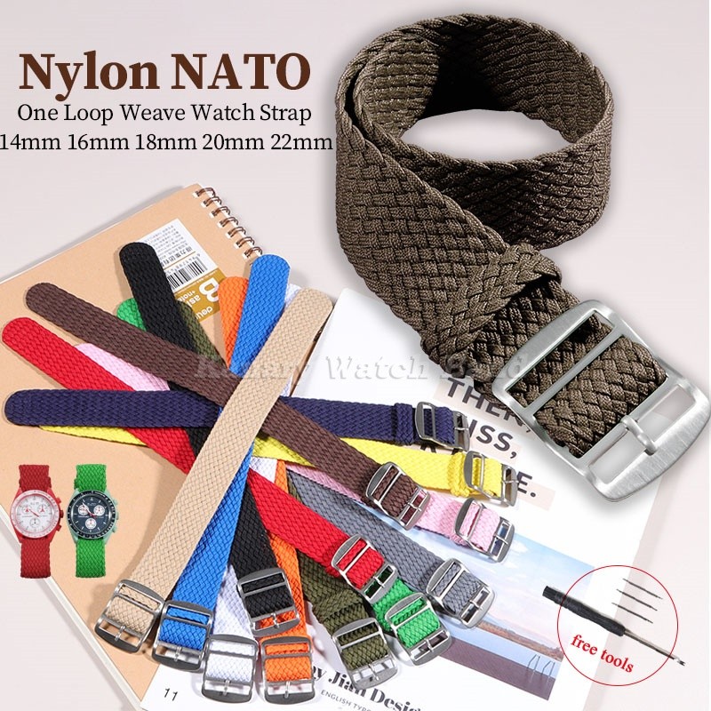 ไนลอนทอ NATO นาฬิกา 14 มม.16 มม.18 มม.20 มม.22 มม.One Loop Universal Zulu สร้อยข้อมือผ้านุ่มสําหรับ Perlon สายนาฬิกาผู้หญิงผู้ชาย Simple สายรัดข้อมือ