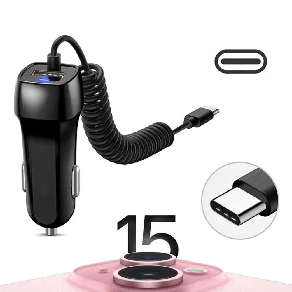 Type C USB Car Charger Fast Charging สําหรับ i Car Charger Cable Type C ปลั๊กไฟแช็ก Universal R4T0