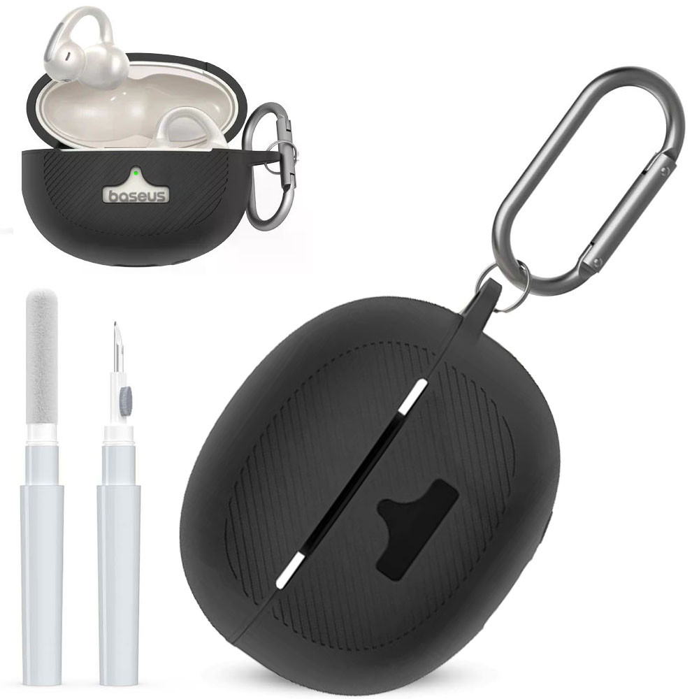 กรณีสําหรับ Baseus Bowie MC1 Pro หูฟังพร้อมชุดทําความสะอาด,ซิลิโคนกันกระแทกป้องกันโลโก้การออกแบบที่ม