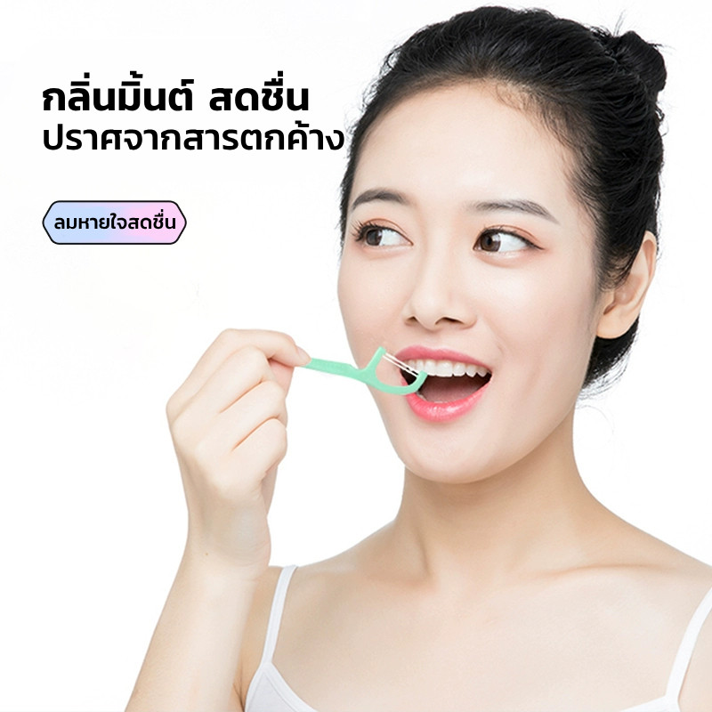 GRAREY ไหมขัดฟัน 2 ชั้น ด้ามไหมขัดฟัน แพ็ค 100 ชิ้น ไหมขัดฟันพร้อมไม้จิ้มฟัน พร้อมกล่องเก็บแบบพกพา ราคา ถูกที่สุด ดีลบีเคเค แกลเลอรีภาพที่ 3