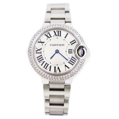 33mm Series Cartier Watch Swiss Cartier Watch CARTIER ด้านหลังเพชรสุภาพสตรีบอลลูนสีฟ้า
