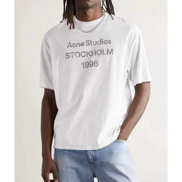 ฤดูร้อน ✨ AS HOL อเมริกัน Casual 1996 เสื้อยืดแขนสั้น ทรงคอหลวม ล้างโครงสร้าง | ขนาด S-3XL‼️