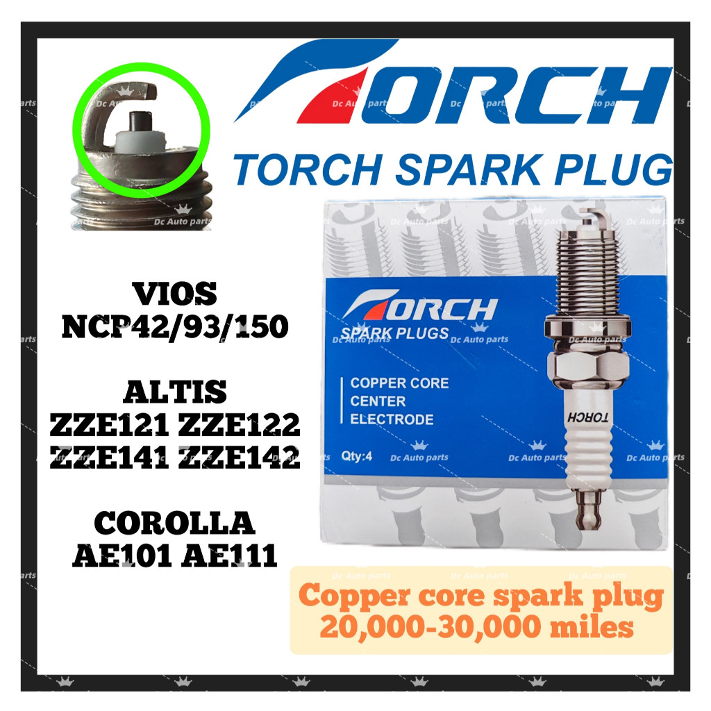 TORCH COPPER CORE SPARK PLUG TOYOTA VIOS NCP42 NCP93 NCP150 ALTIS ZZE121 ZZE122 ZZE141/142 AE101 AE1