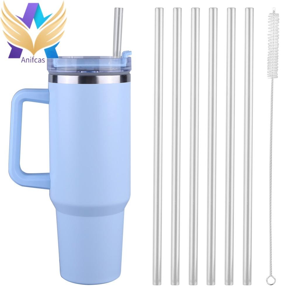 หลอดใส 6 ชิ้นพร้อมหลอดทําความสะอาดหลอดทดแทนสําหรับถ้วย Stanley 20/30/40oz