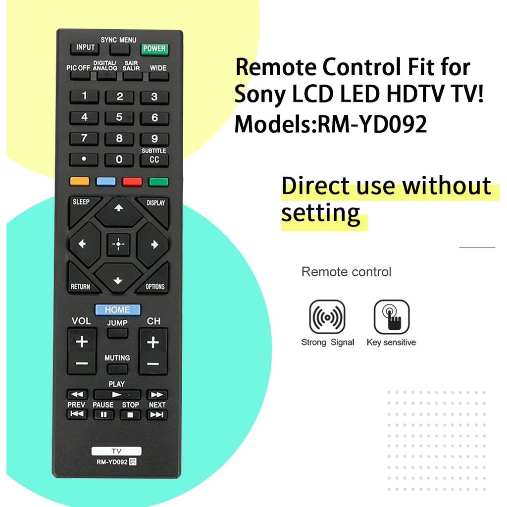 RM-YD092 เปลี่ยนรีโมทคอนโทรลสําหรับ Sony LCD LED HDTV TV 32R400A KDL-32R300B KDL-32R300C KDL-40R450A