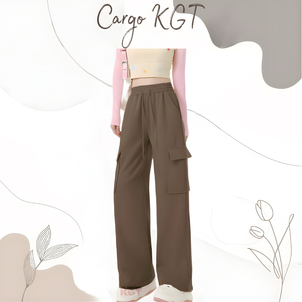 KGT CARGO Bamboo Slack P2 Cargo Bertali 230GSM 4 กระเป๋าสุภาพสตรี Cargo Slack กางเกง Seluar Getah Ca