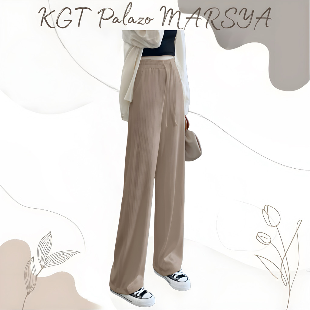 Marsya Palazo KGT P2 Ironless กางเกงยีนส์ผู้หญิงเทรนด์กางเกงฟรีขนาด KGT Palamo กางเกงผ้าไหมน้ําแข็ง 