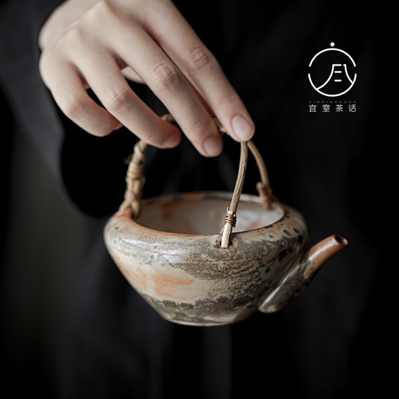 Yishi ชาคําหมึกเตาเผาฟืนเปลี่ยนคานหม้อชุดน้ําชากังฟูสไตล์ญี่ปุ่นพร้อมตัวกรองชามชาเซรามิกถ้วยยุติธรรม