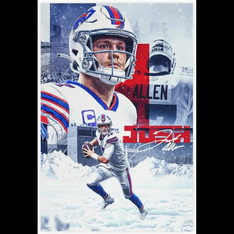 โปสเตอร์ Josh Allen ภาพพิมพ์บนผ้าใบ สำหรับห้องนั่งเล่นหรือห้องนอน