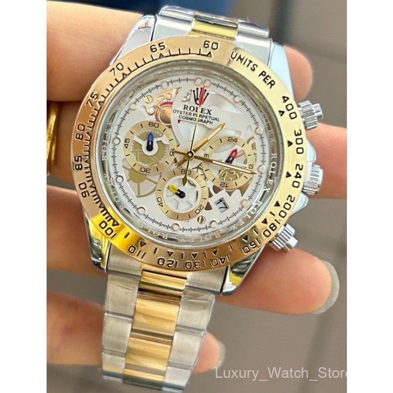 Rolex Multifunctional Three-Eye Chronograph Mens Business Watch สายสแตนเลส R7NL