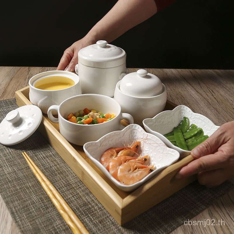 แพคเกจการคุมขัง เซรามิค One-Person Tableware One-Person เสิร์ฟถ้วยซุปแบ่งชุดบนโต๊ะอาหาร Confinement 