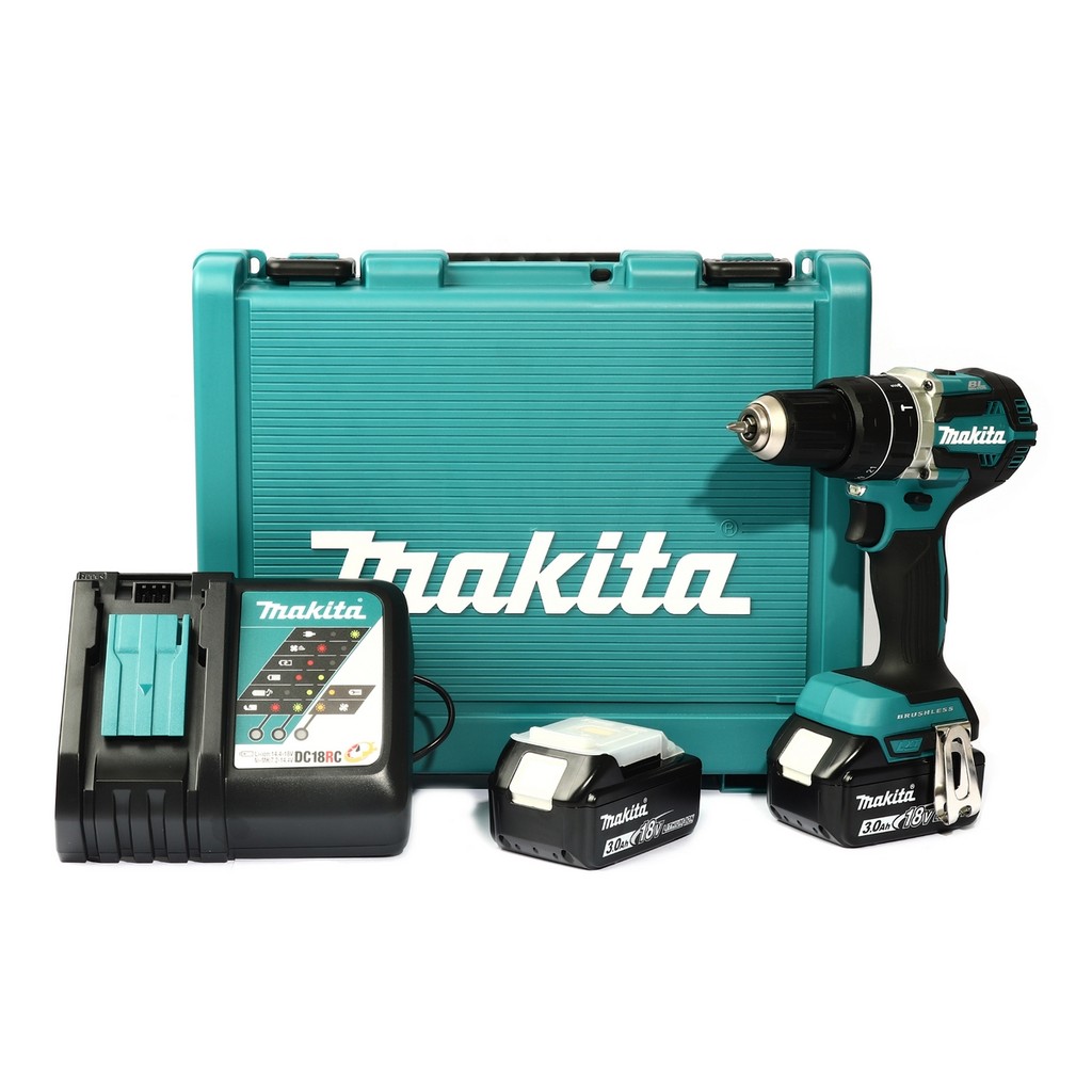 MAKITA สว่านกระแทกไร้สาย 18 โวลต์ 1/2 นิ้ว รุ่น DHP484RFE แรงบิดหมุน 60 นิวตันเมตร รวมแบตเตอรี่-แท่น
