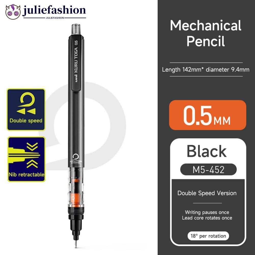 JULIEFASHION คุณภาพสูง M5-452 ดินสอกด 0.5 มม.HB/2B Lead Core Low Center Of Gravity Rotation สําหรับโ