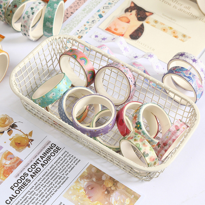 5 ม้วนชนิดบรรจุกล่องรูปแบบต่างๆ Berry ครีมพัฟ Theme Washi Masking Tapes วรรณกรรมสมุดภาพ Deco DIY สติกเกอร์เทป