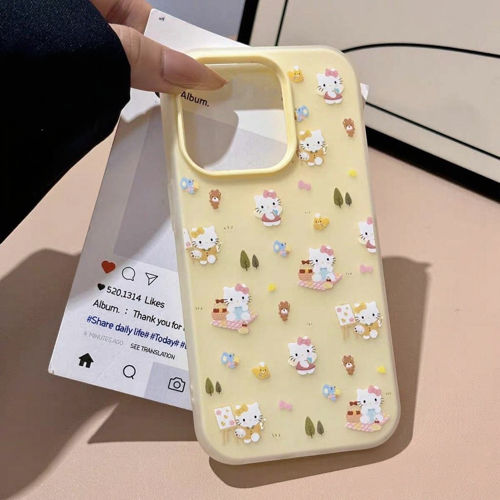 เคสไอโฟน 13 11 For iPhone 16 15 13 11 14 12 Pro Max 15 14 13 16 Plus XR X การ์ตูนหวานคิตตี้ใหม่ 2 in 1 ปก