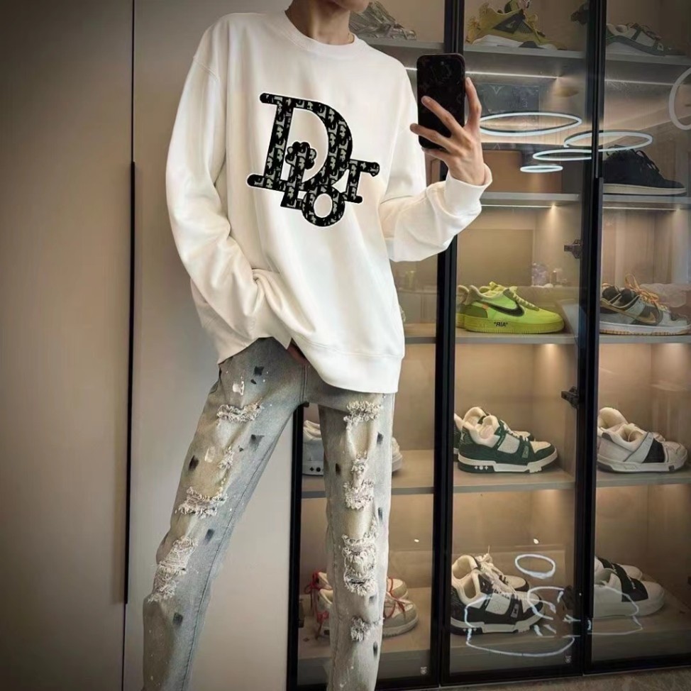 พัดลมผู้ชายผู้หญิงรอบคอ 2025 นักเรียนฤดูใบไม้ร่วงฤดูหนาว NEWnewins หลวมเกาหลีรุ่น 23 คู่สไตล์ 2025 จ