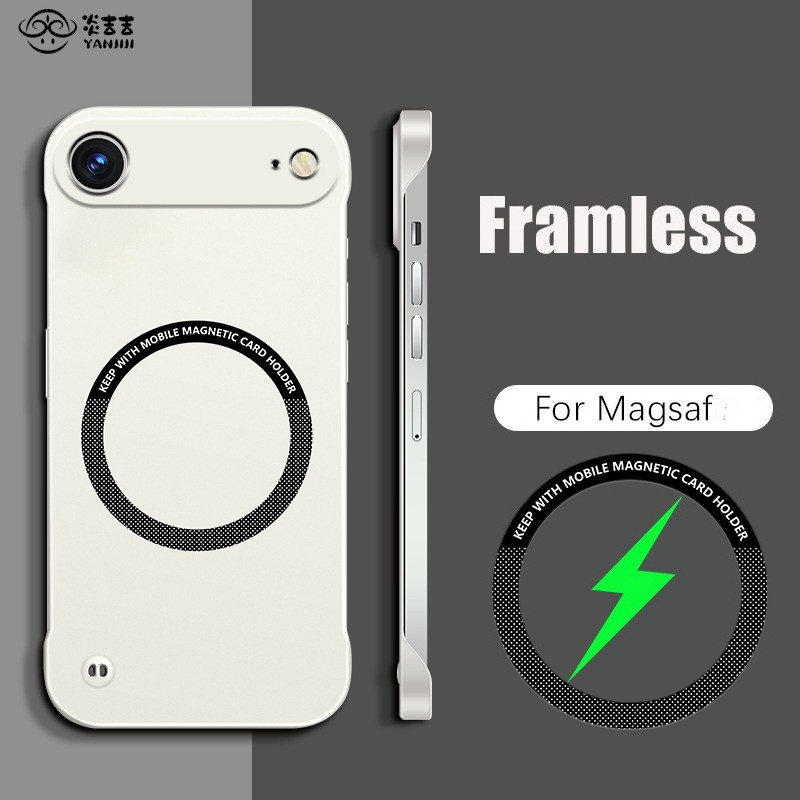 Frameless สําหรับ Magnetic Slim สําหรับ iPhone 17Air 16E 16 15 14 13 12 11 Pro Max 8 7 Plus ไร้สายชาร์จ PC Hard Cover