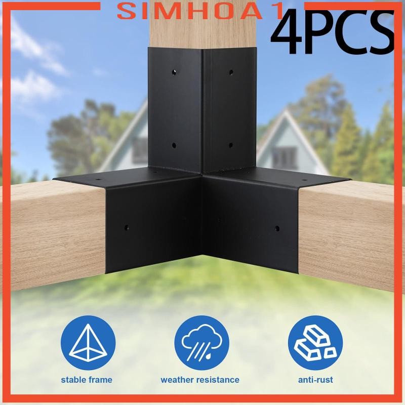 [Simhoa1] 4 ชิ้นวงเล็บ Pergola 4x4 Pergola ชุดคานฮาร์ดแวร์ Pergola กลางแจ้งยกระดับสําหรับ Lumber Per