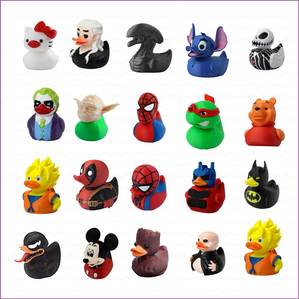 SQ4 3D การพิมพ์ Whimsical เป็ดคอสเพลย์ Spiderman Deadpool Action Figure ของขวัญตกแต่งบ้านสําหรับเด็ก