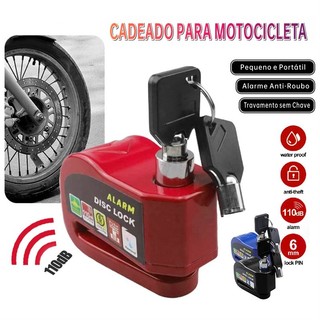 Trava de Disco com Alarme 110dB - Anti-Furto para Moto, Bike e Veículos