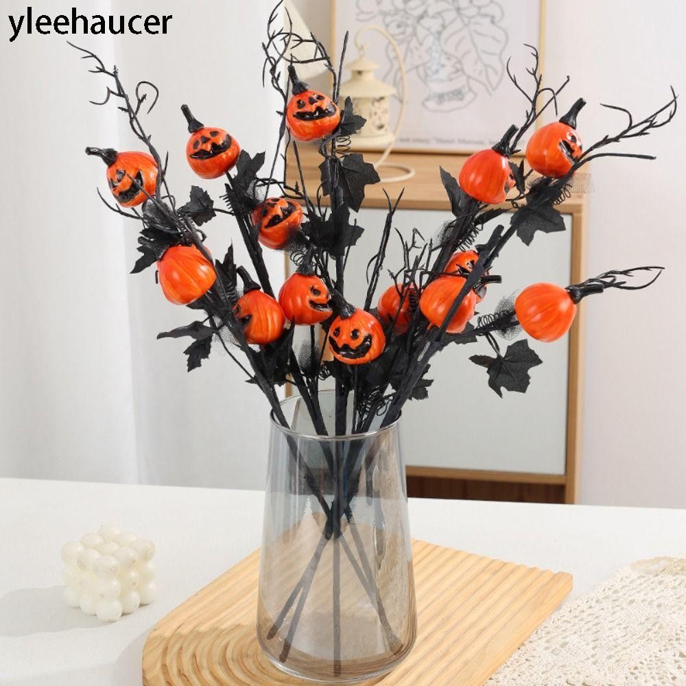 YLEEHAUCER Pumpkin Maple Leaf Decor, Flannelette Pumpkin Pumpkin Berry Branches, Home ประดิษฐ์ Maple