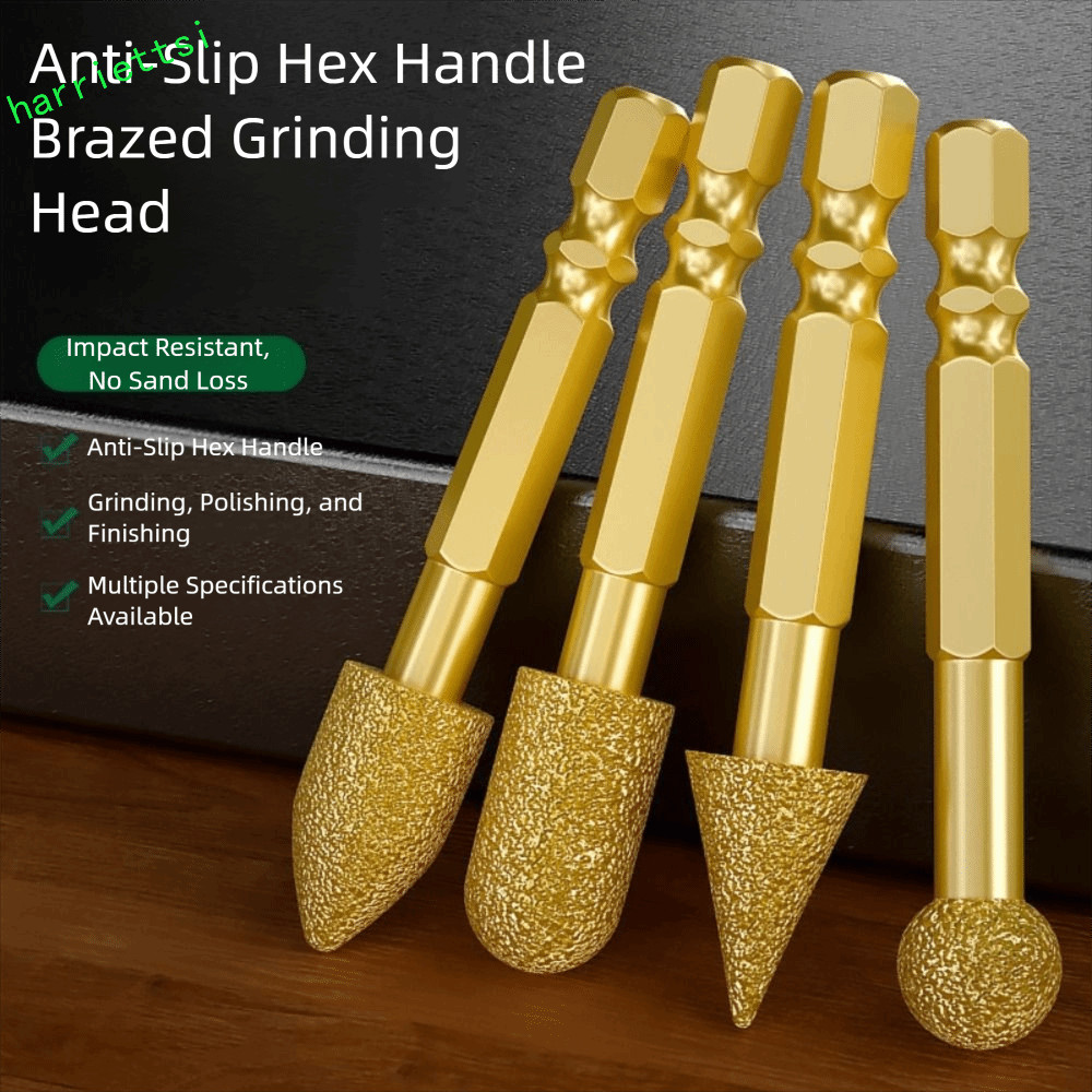 HARRIETTSI Adamas เคลือบโรตารี Burrs, เครื่องมือขัดที่มีประสิทธิภาพ Hexagonal Shank Adamas ชุดเครื่อ