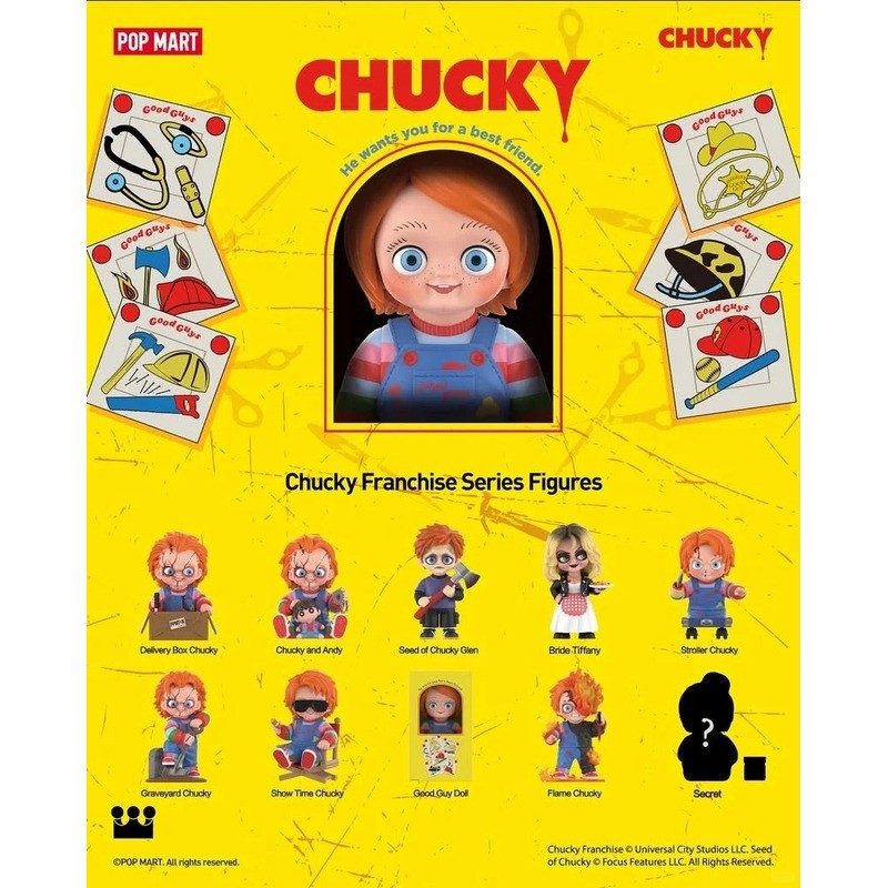 P POPMART POPMART Halloween Chucky Chucky Resurrection Series Mystery Box อินเทรนด์เล่นรูปของขวัญเคร