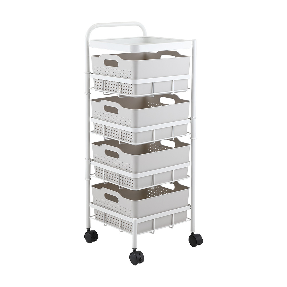 INDEX LIVING MALL ชั้นวางของ 4 ชั้น พร้อมล้อ รุ่นเรซี่ - สีขาว