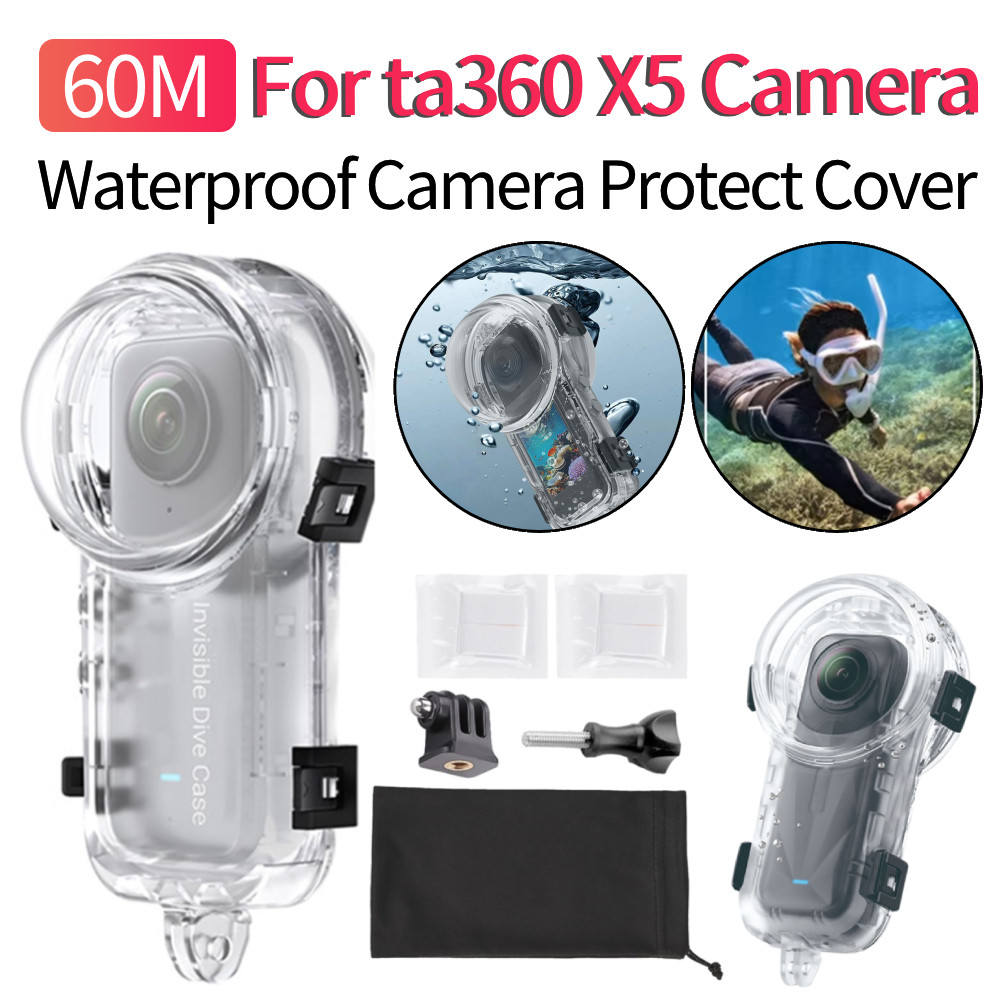 60M กันน้ํากล้องใต้น้ําป้องกันกรณีสําหรับ Insta360 X5 กล้องที่มองไม่เห็น Dive Case สําหรับ Insta360 